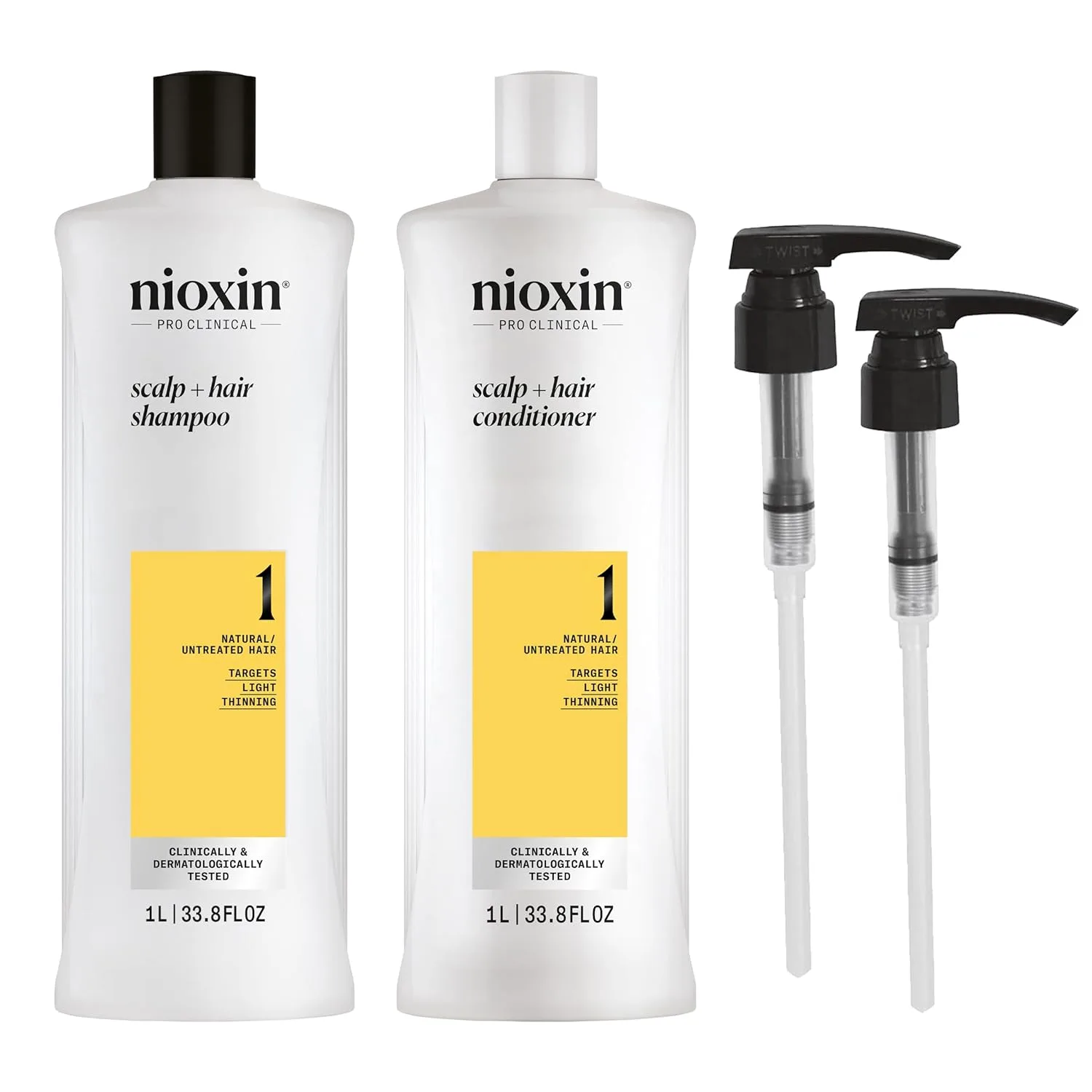 Набор шампунь и кондиционер Nioxin 1 л | Системы 1-4 | Для натуральных, окрашенных и поврежденных волос с легким и прогрессирующим истончением | Укрепление и увеличение густоты