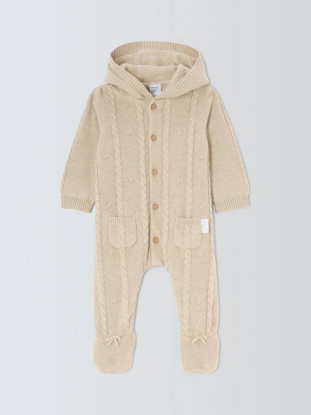 

Детский комбинезон из хлопка и кашемира с ажурным узором John Lewis, Natural