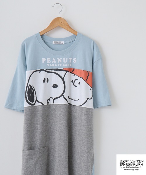 

Футболка, крой оверсайз, принт, бренд PEANUTS, цвет синий