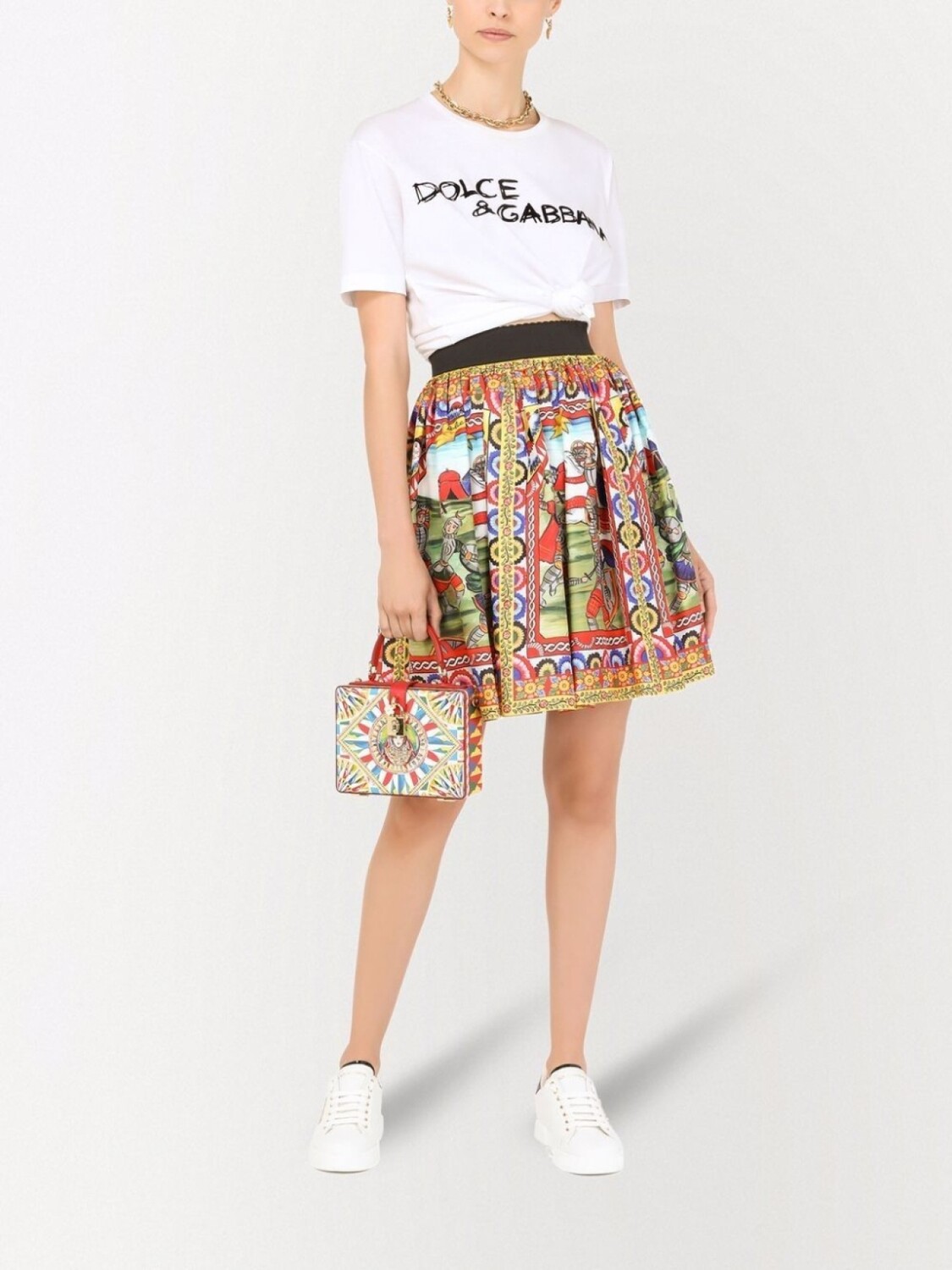 Dolce & Gabbana юбка А-силуэта с графичным принтом, зеленый — фото 2