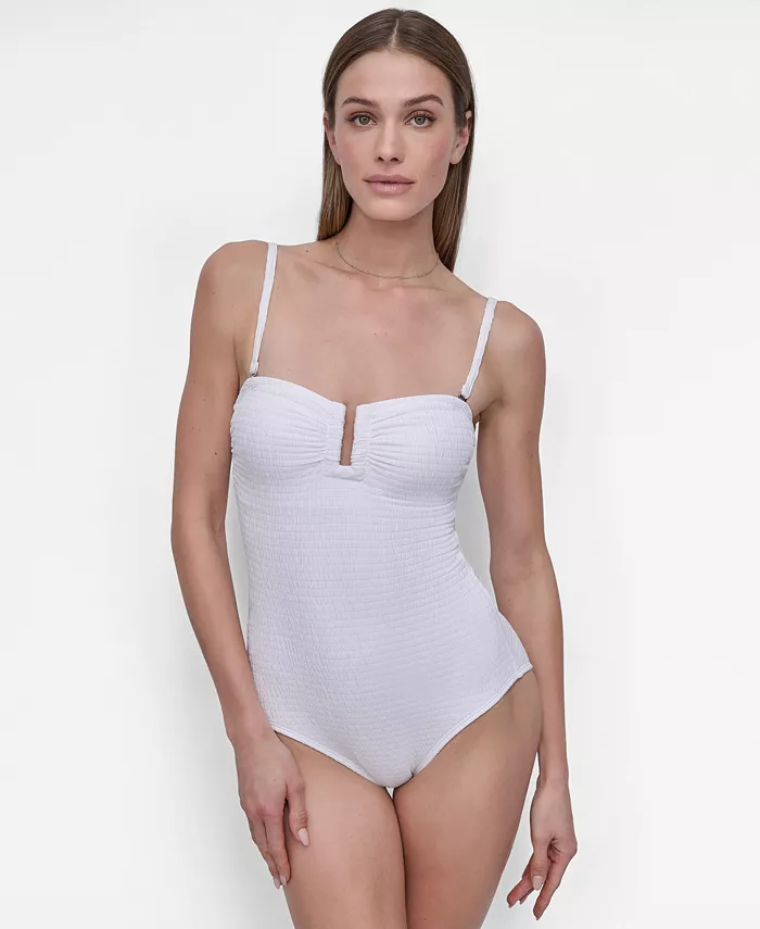 

Женский цельнокроеный купальник с защипами DKNY, белый