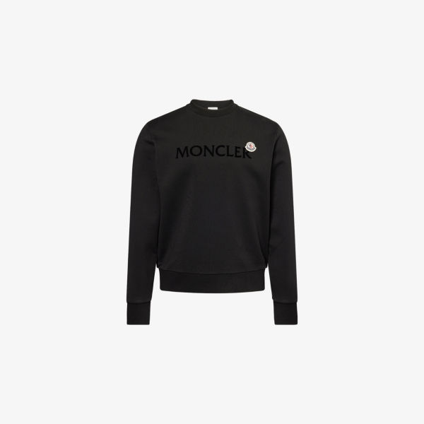 

Свитшот из хлопкового джерси с логотипом аппликацией Moncler, черный