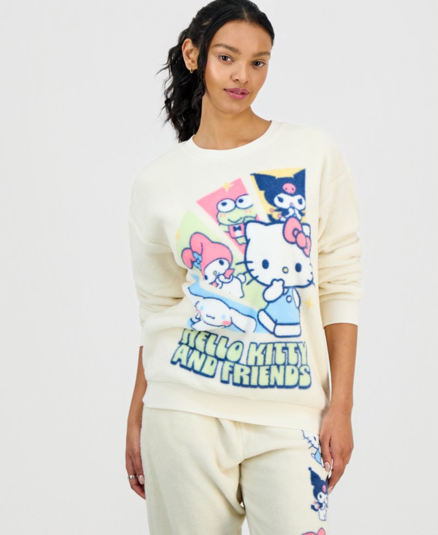 Женская флисовая толстовка с графическим принтом Hello Kitty Love Tribe, Egret