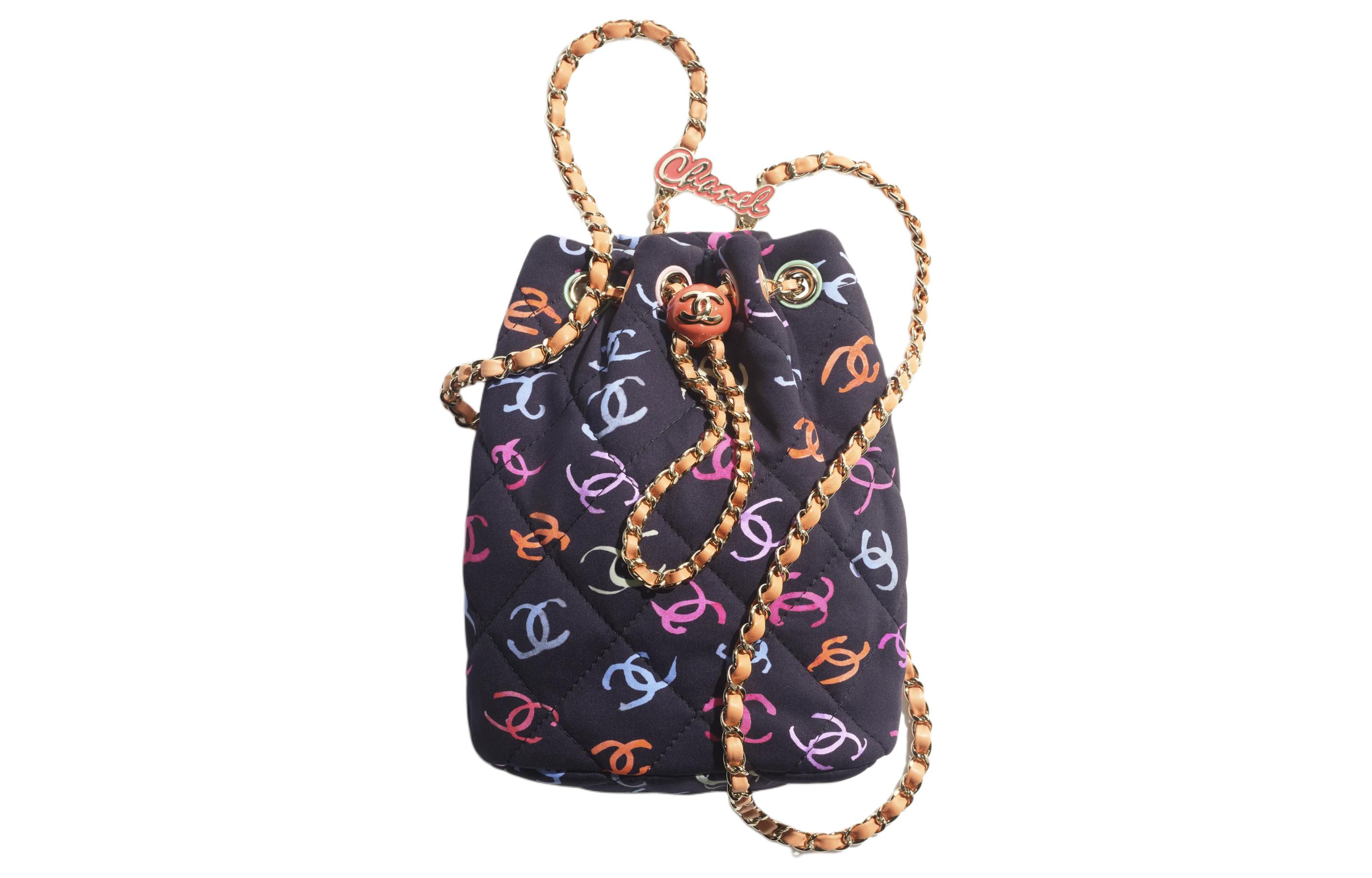 

CHANEL Женский рюкзак из ткани с принтом, черный и разноцветный