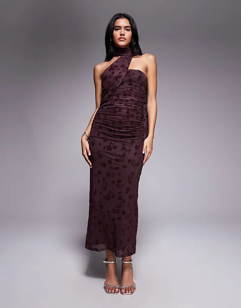 

Платье-бандо макси ASOS DESIGN с шарфом шоколадно-коричневого цвета