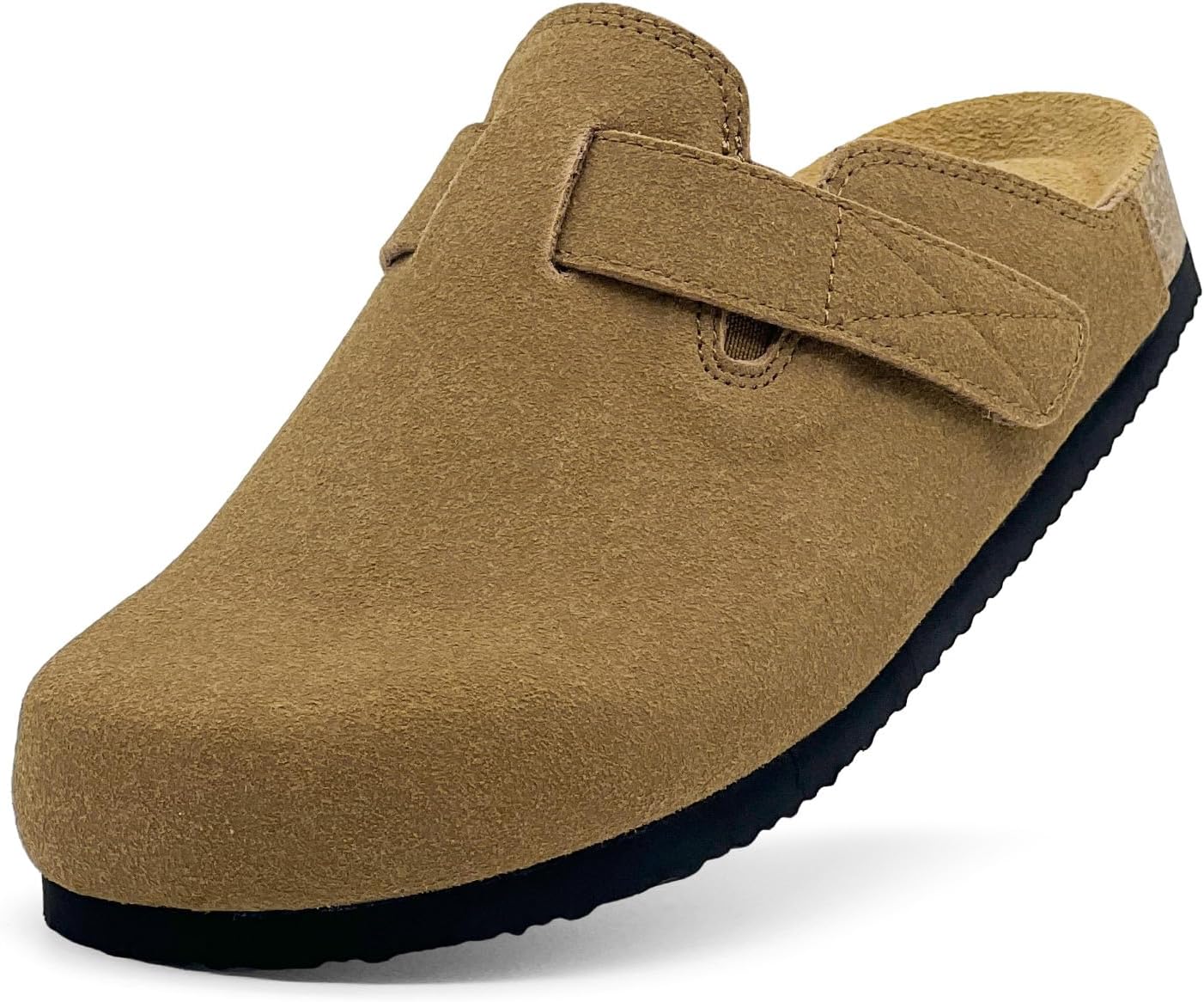 

Детские замшевые сабо, босоножки для мальчиков и девочек, с пробковой стелькой, тапочки на липучке для малышей, для дома и улицы, милые сандалии с классической регулируемой пряжкой Xinlanlin, коричневый