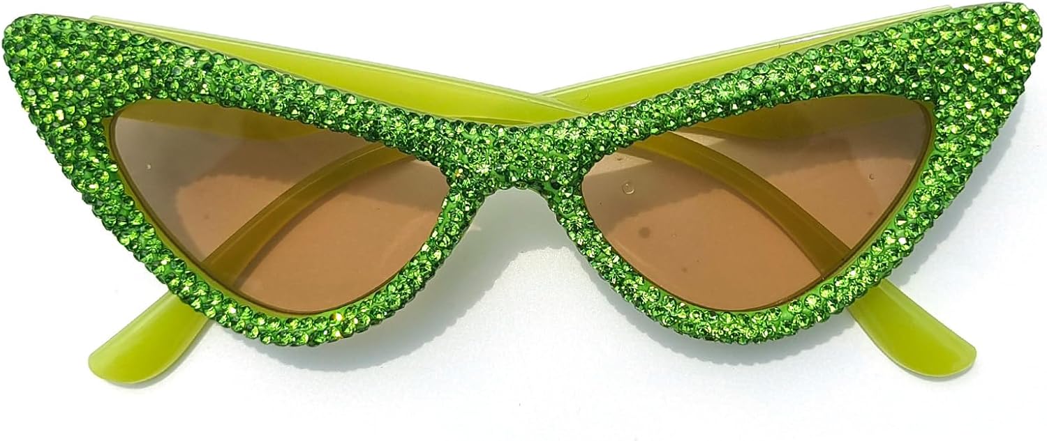 

Солнцезащитные очки Willochra Diamond Bling для женщин, модные солнцезащитные очки «кошачий глаз» со стразами, женские очки с кристаллами и украшениями для вечеринок, Green