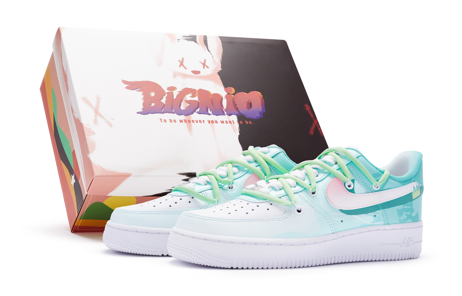 

Кроссовки Nike Air Force 1 Skateboard Shoes Women's Low-Top White Green Pink