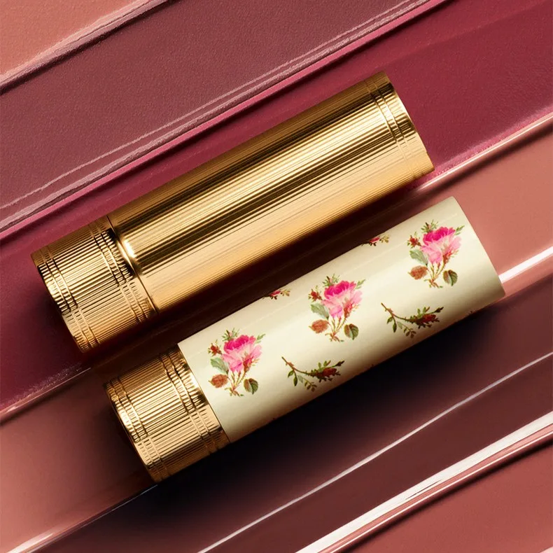 GUCCI Помада Golden Tube Floral, бальзам для губ Qingshe Silk, подарочный набор, кремовая увлажняющая, 3.5 г, #203 — фото 4