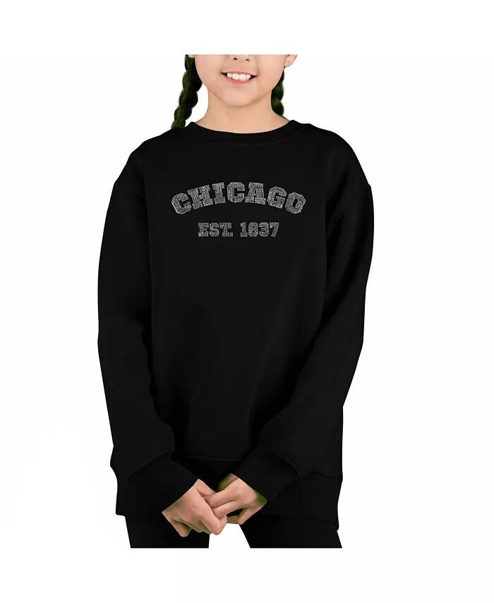 

Chicago 1837 - Толстовка с круглым вырезом Big Girl's Word Art LA Pop Art, черный