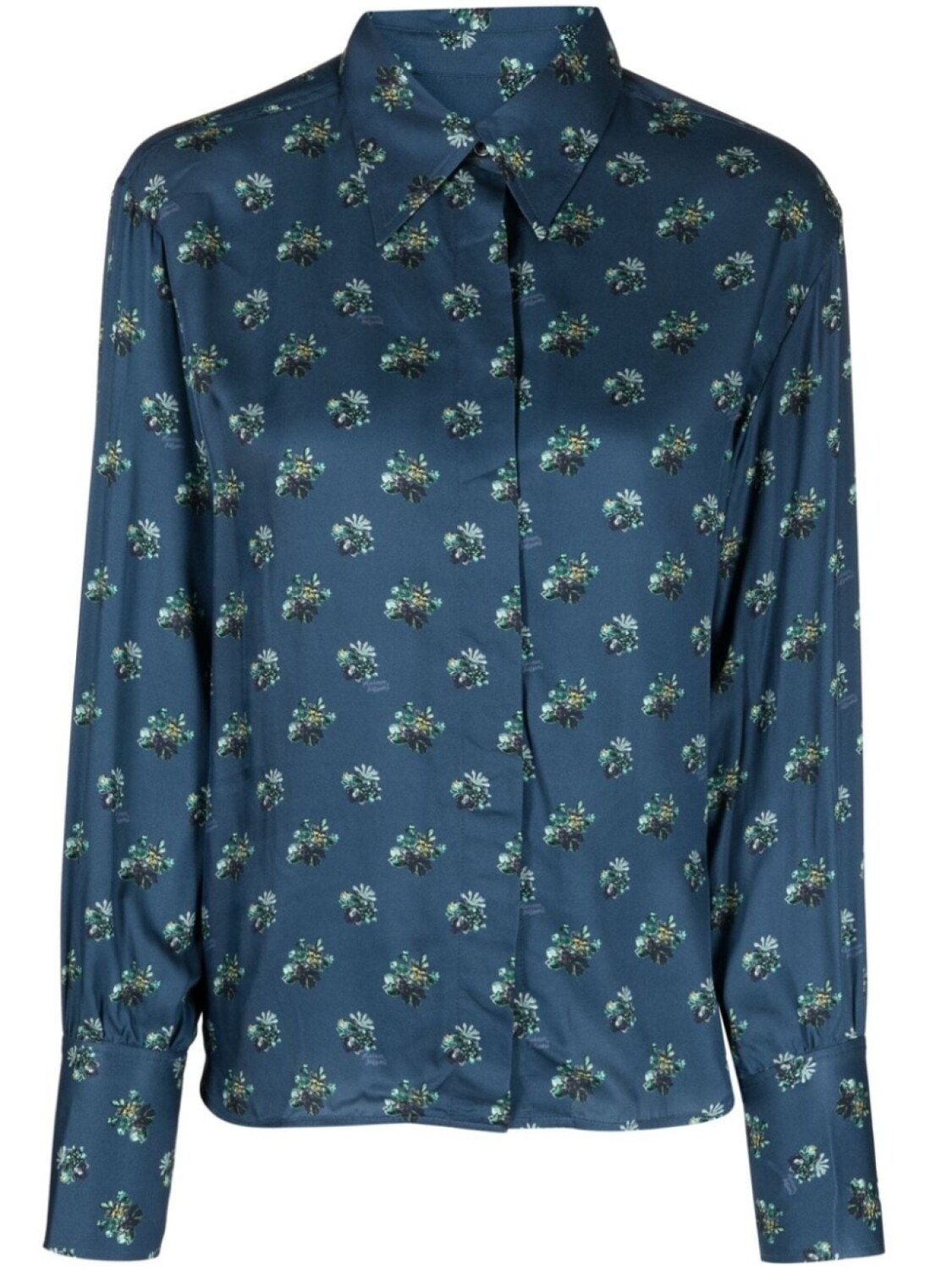 

Рубашка с длинными рукавами и цветочным принтом Maison Kitsuné, синий