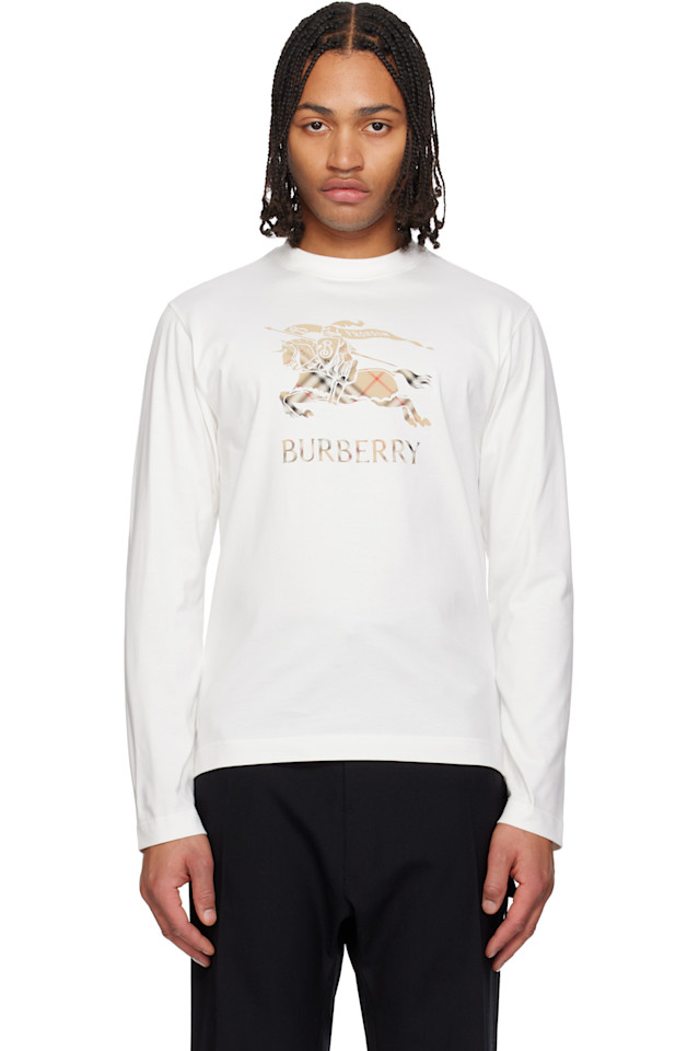 

Burberry Белая футболка с длинным рукавом ekd