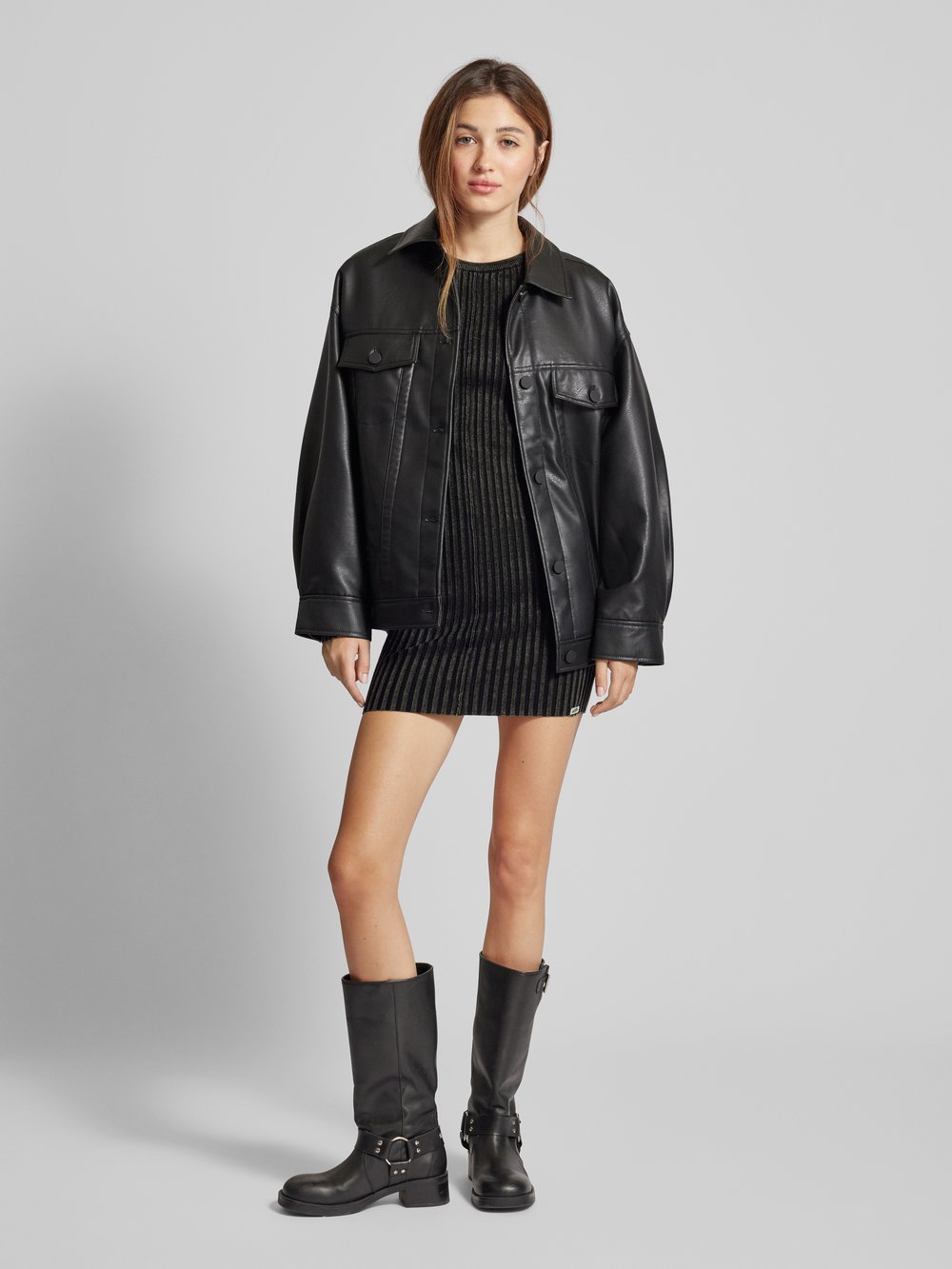 

Мини-платье в рубчик, модель «GO RAW EDGE» Guess Jeans, черный