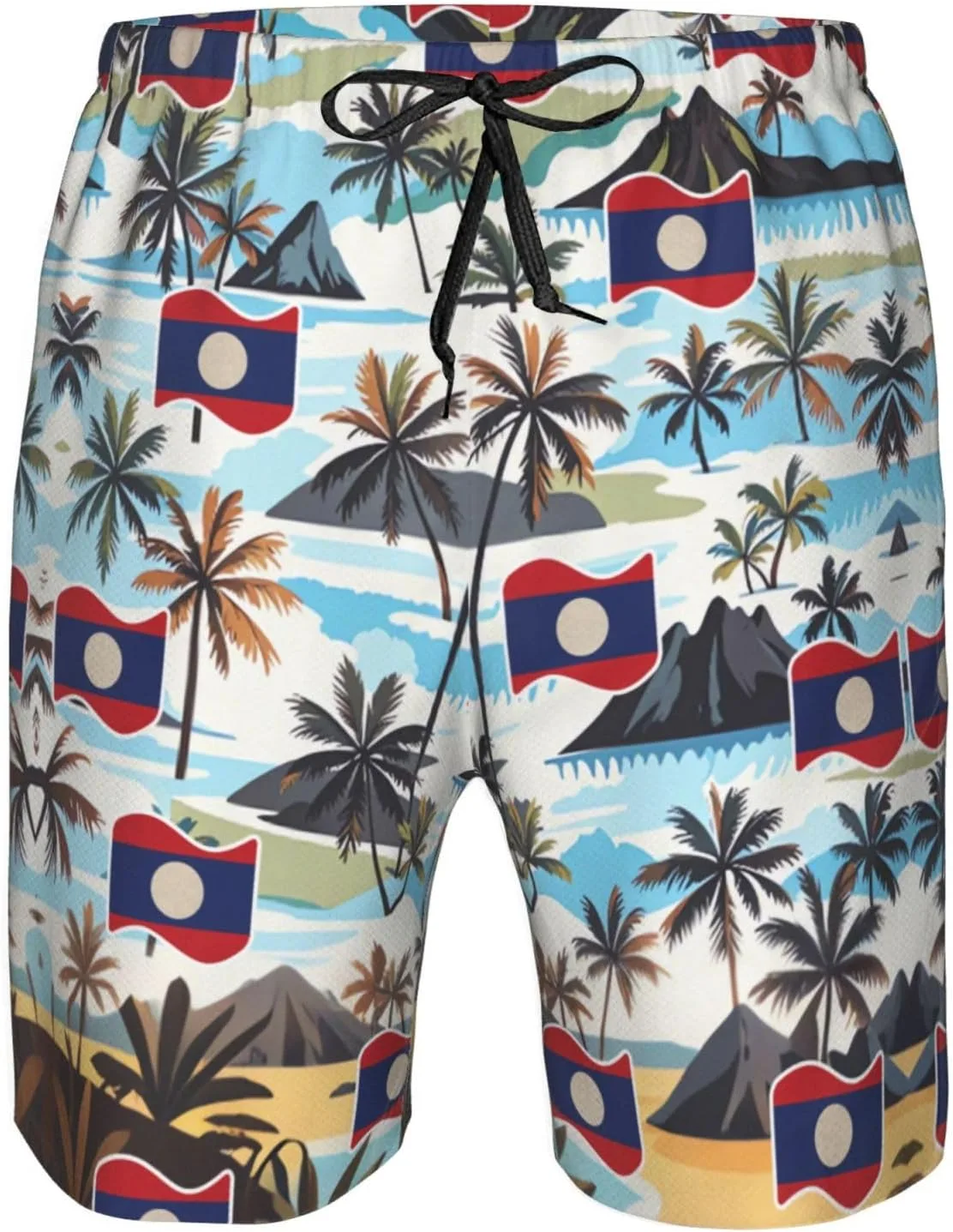 Мужские шорты для плавания Liechtenstein Liechtensteiner Board Shorts Generic, Laos Lao Flag — фото 4