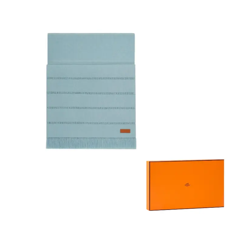 

Кашемировые вязаные шарфы унисекс небесно-голубой HERMES, синий