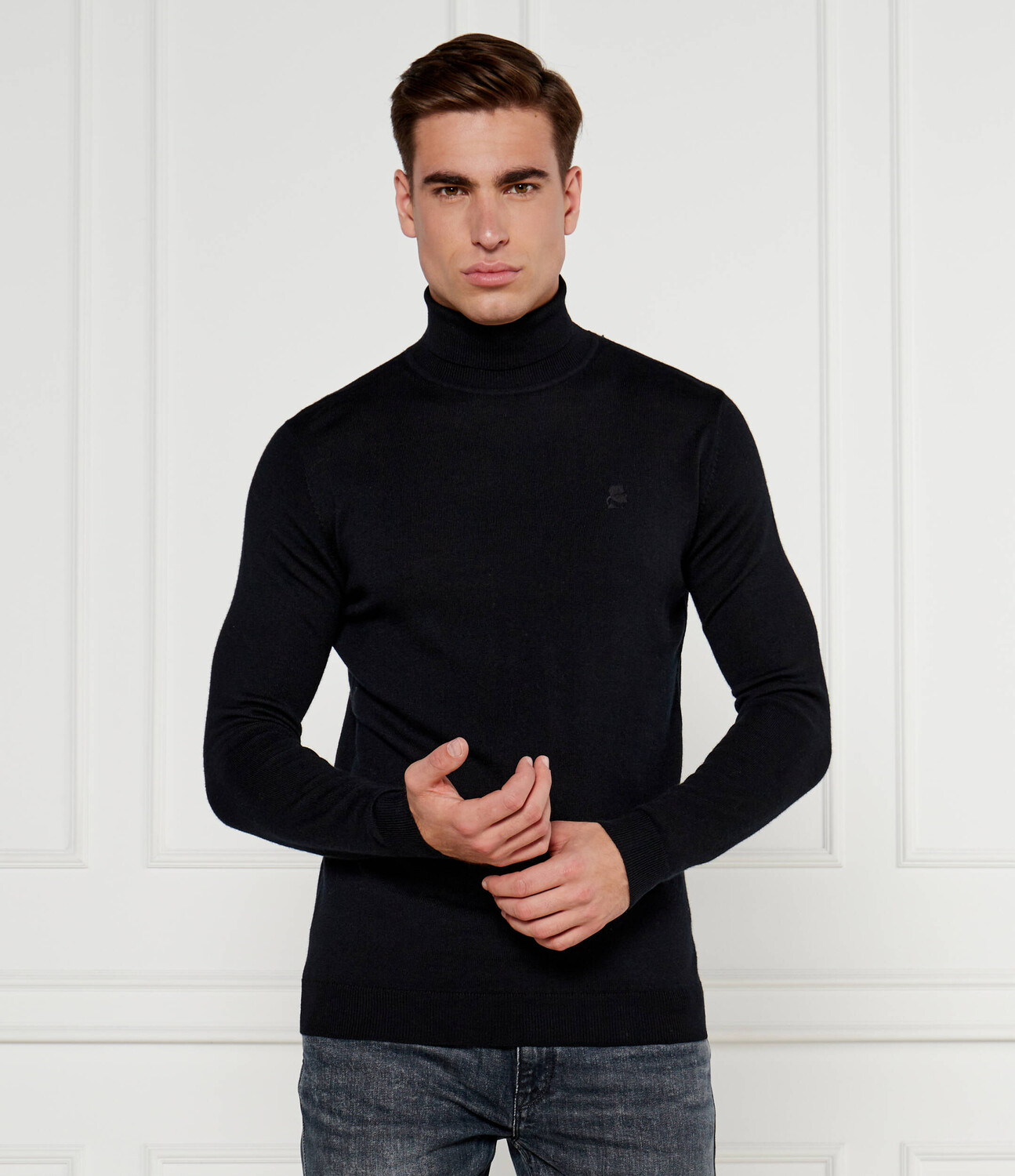 

Свитер из шерсти Karl Lagerfeld Slim Fit, черный