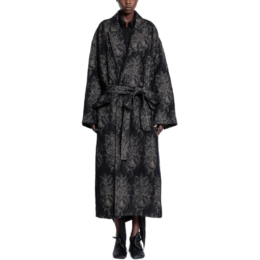 

Цветочный принт поясное пальто UMA WANG, черный