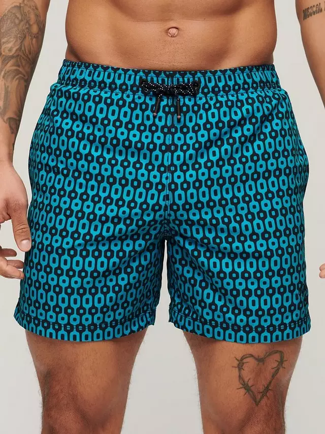 

Шорты для плавания Superdry Geometric Print 15", цвет navy/geo/print