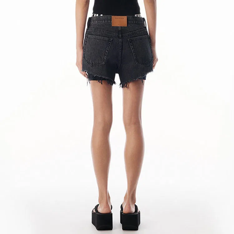 Джинсовые шорты Alexander Wang Distressed Gray — фото 4