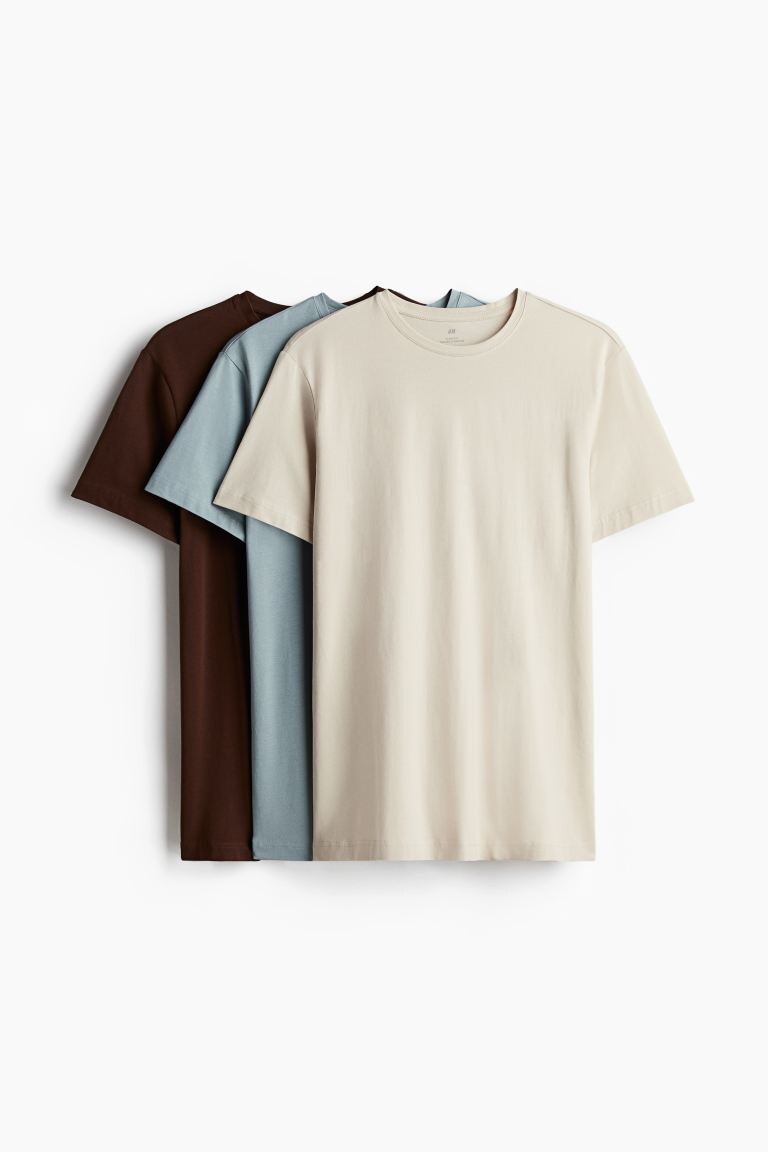 

Упаковка из 3 футболок узкого кроя H&M, бежевый