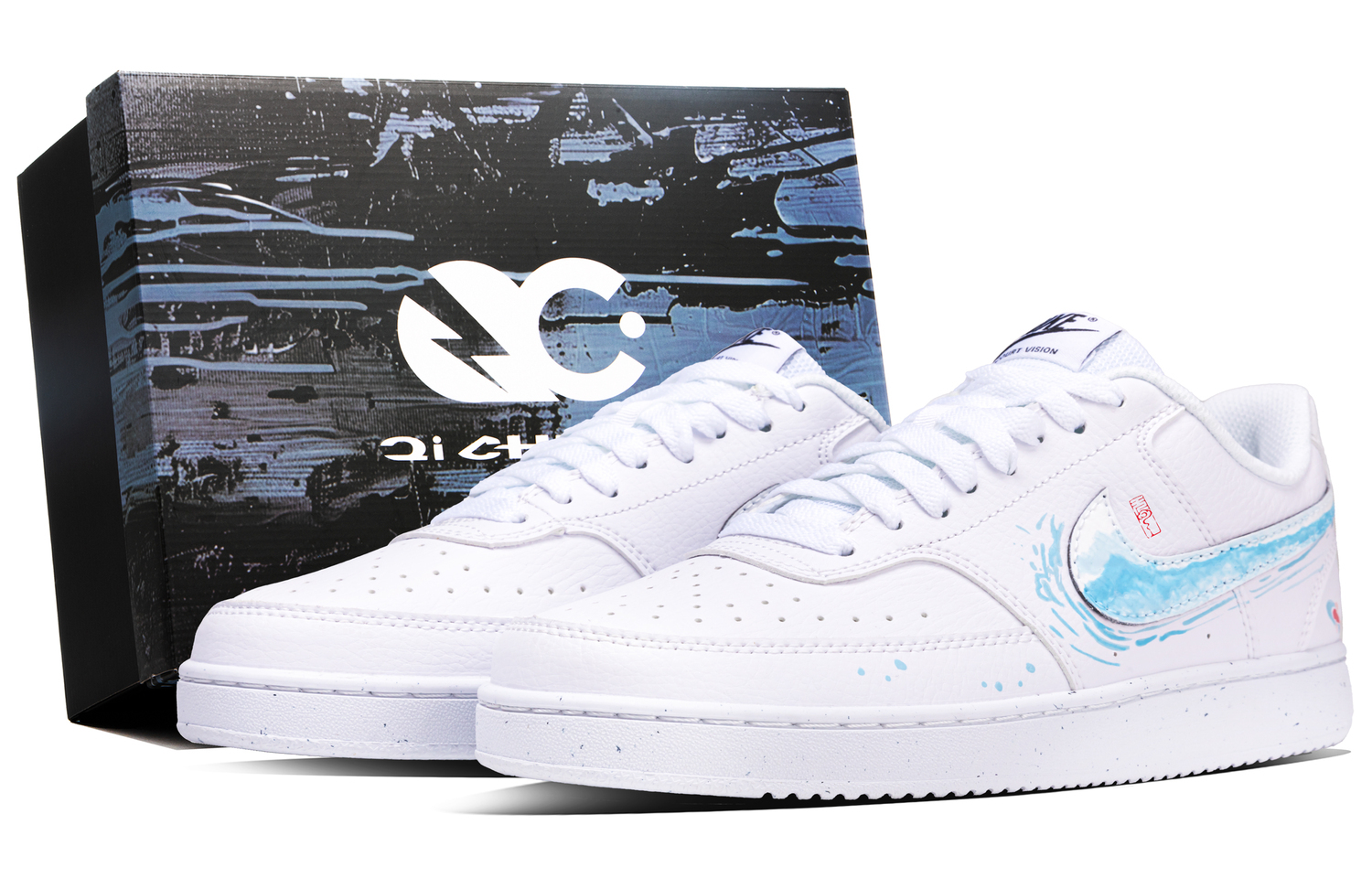 

Кроссовки для скейтбординга Court Vision 1 Blessing Fish Box низкие, устойчивые к истиранию, unisex Nike, белый/синий