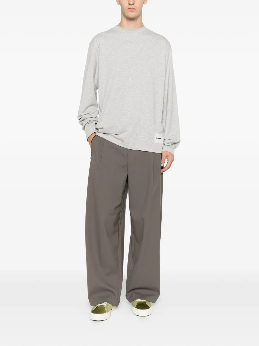 Комплект из трех лонгсливов с круглым вырезом Jil Sander, серый — фото 2
