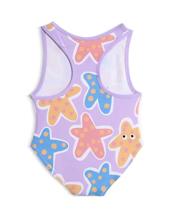 Детский купальник с принтом в виде морских звезд. Stella Mccartney, Purple — фото 2