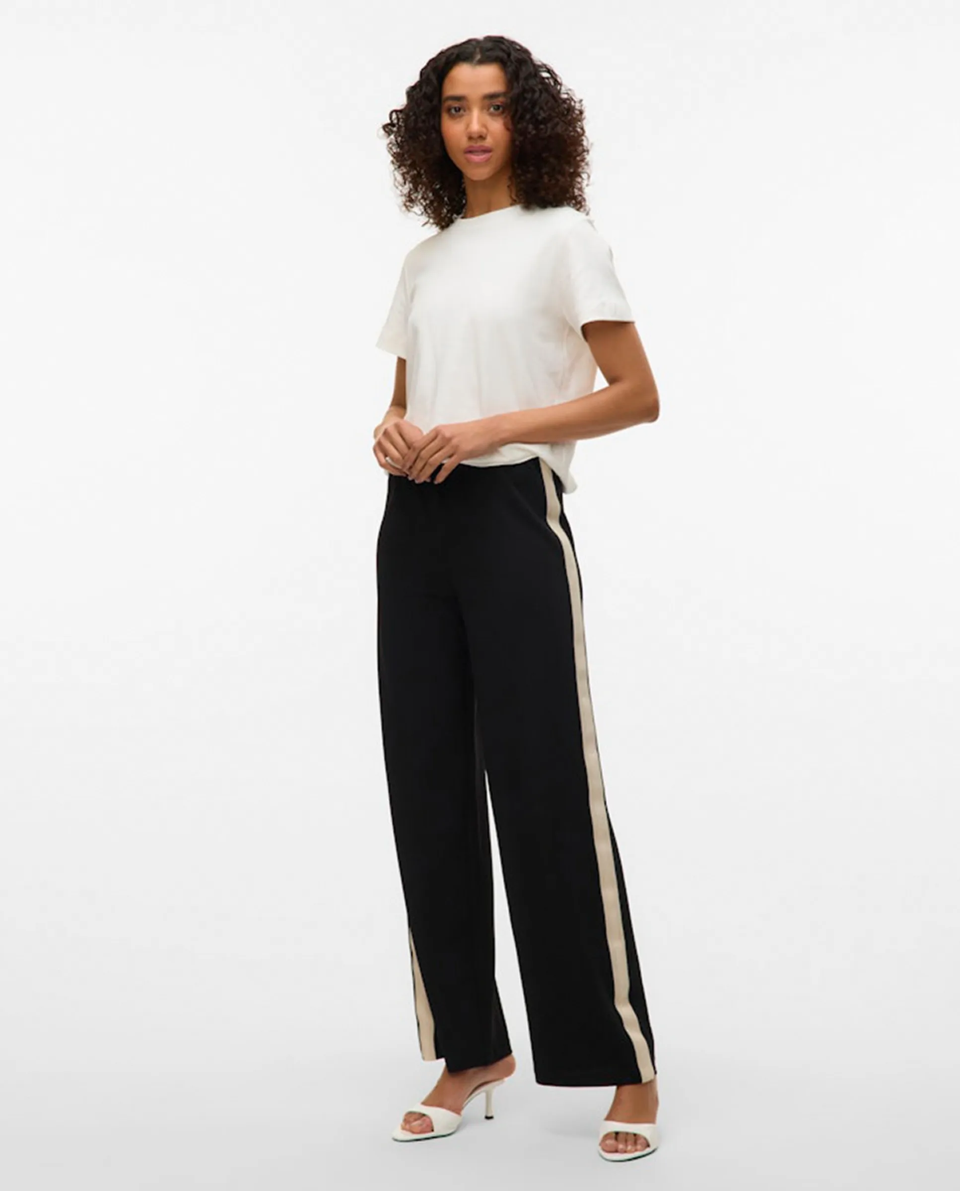 

Женские брюки с широкими боковыми полосами Vero Moda, черный