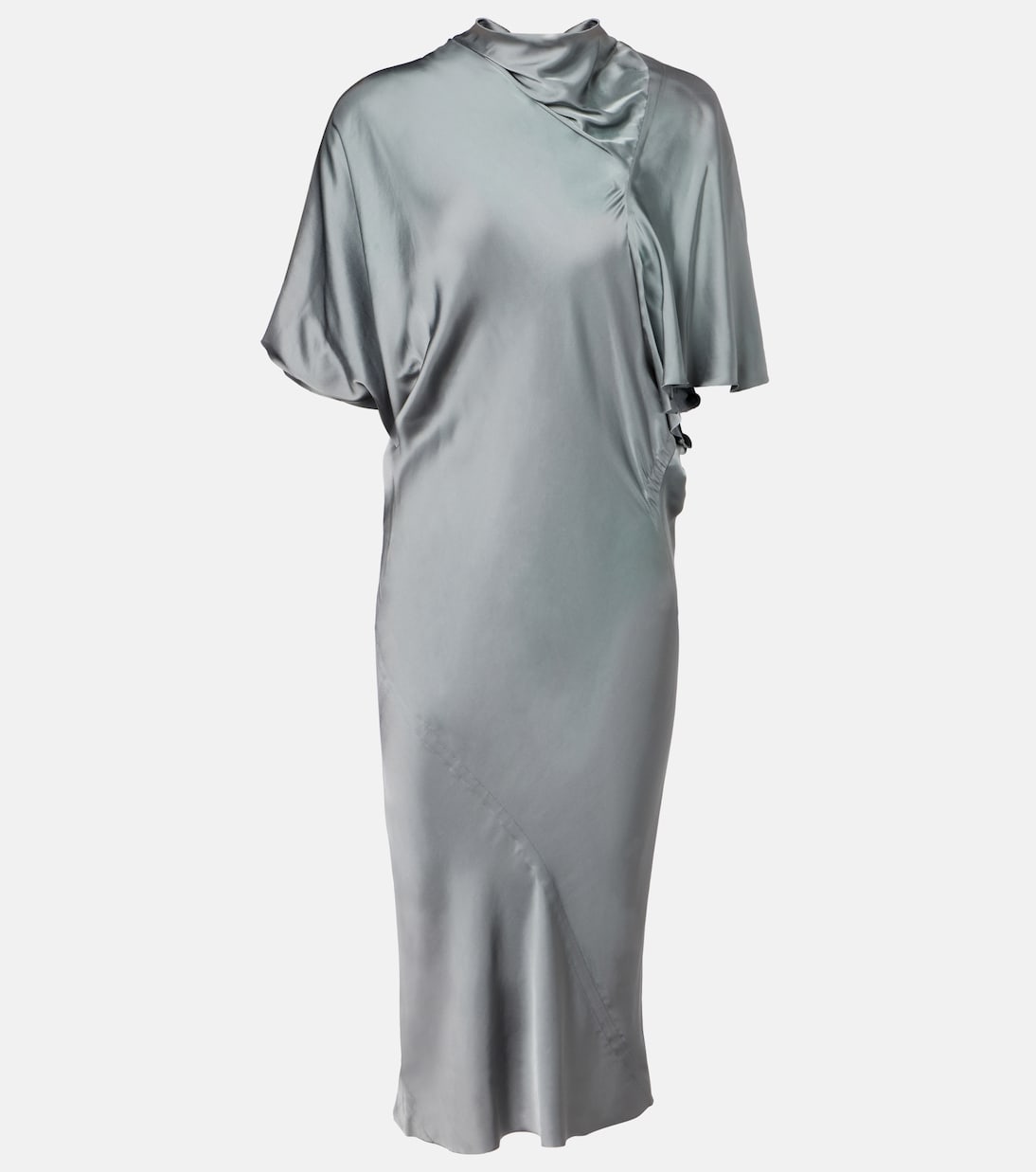 

Платье миди из атласа со сборками Rick Owens, Washed Indigo