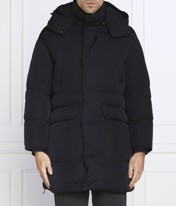

Пуховик Emporio Armani с капюшоном, синий