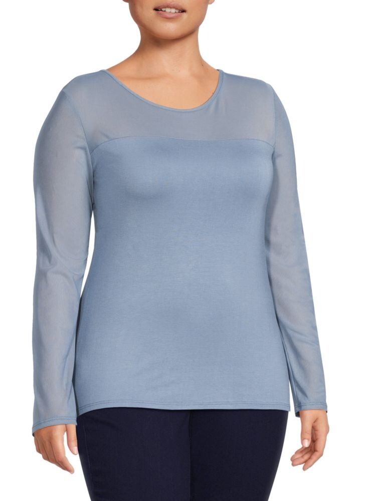 

Плюс Сетчатый топ Optical Illusion Bluegrey, цвет Dark Denim