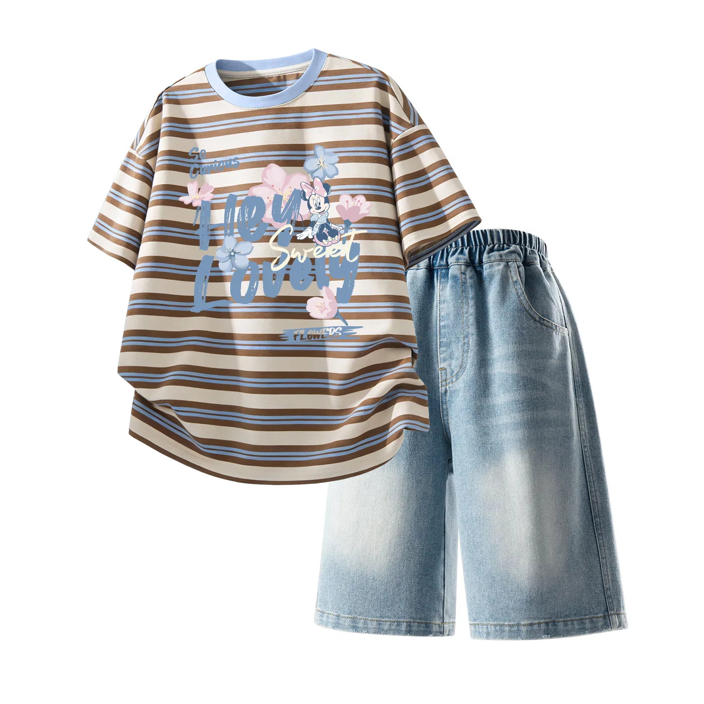 Детский спортивный костюм Casual Sportswear 2 Piece Set Disney, Di Light Color Flower Blue+Solid Color Denim Blue