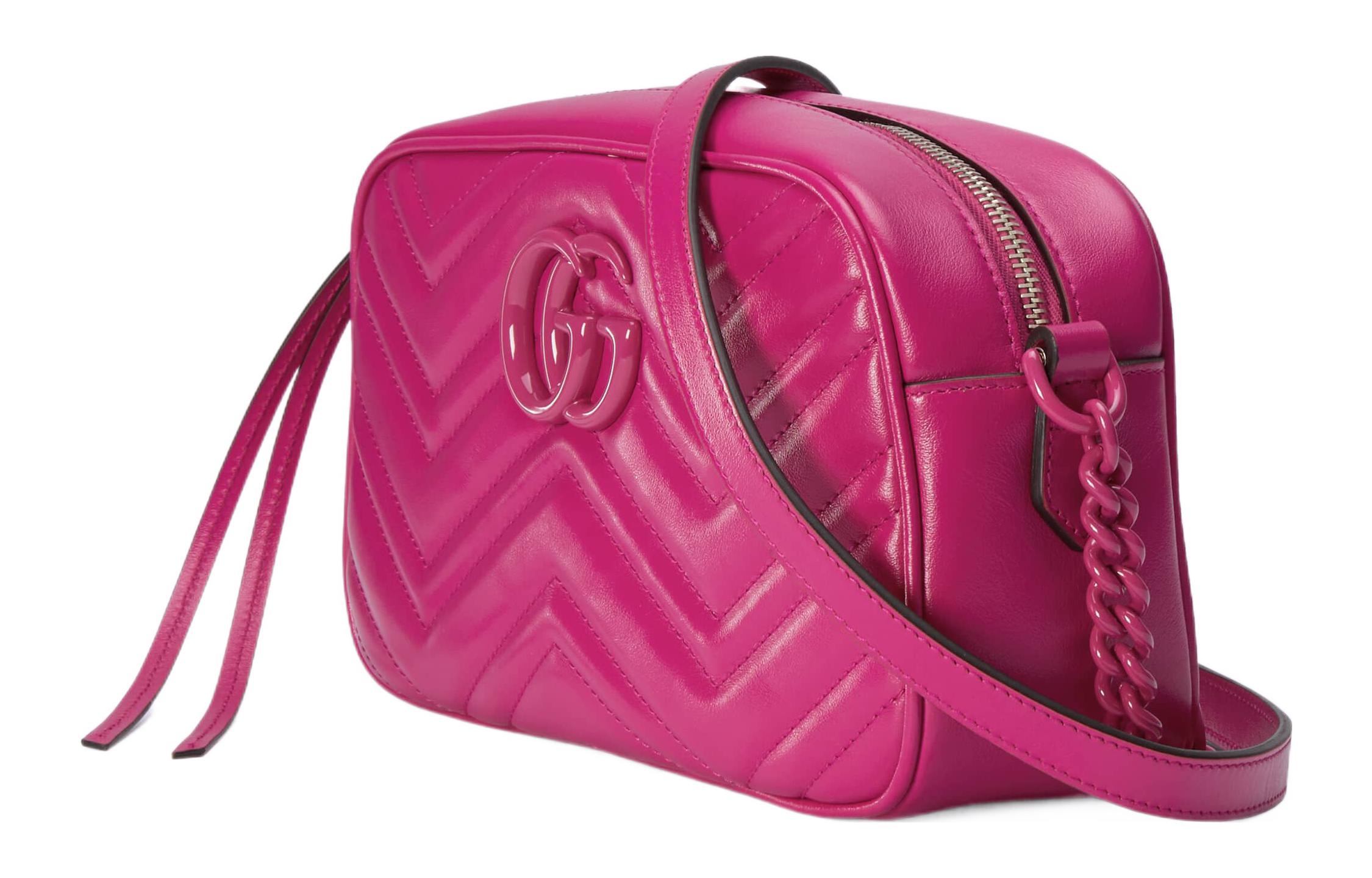 Сумка кроссбоди Gucci GG Marmont из кожи фуксия — фото 3