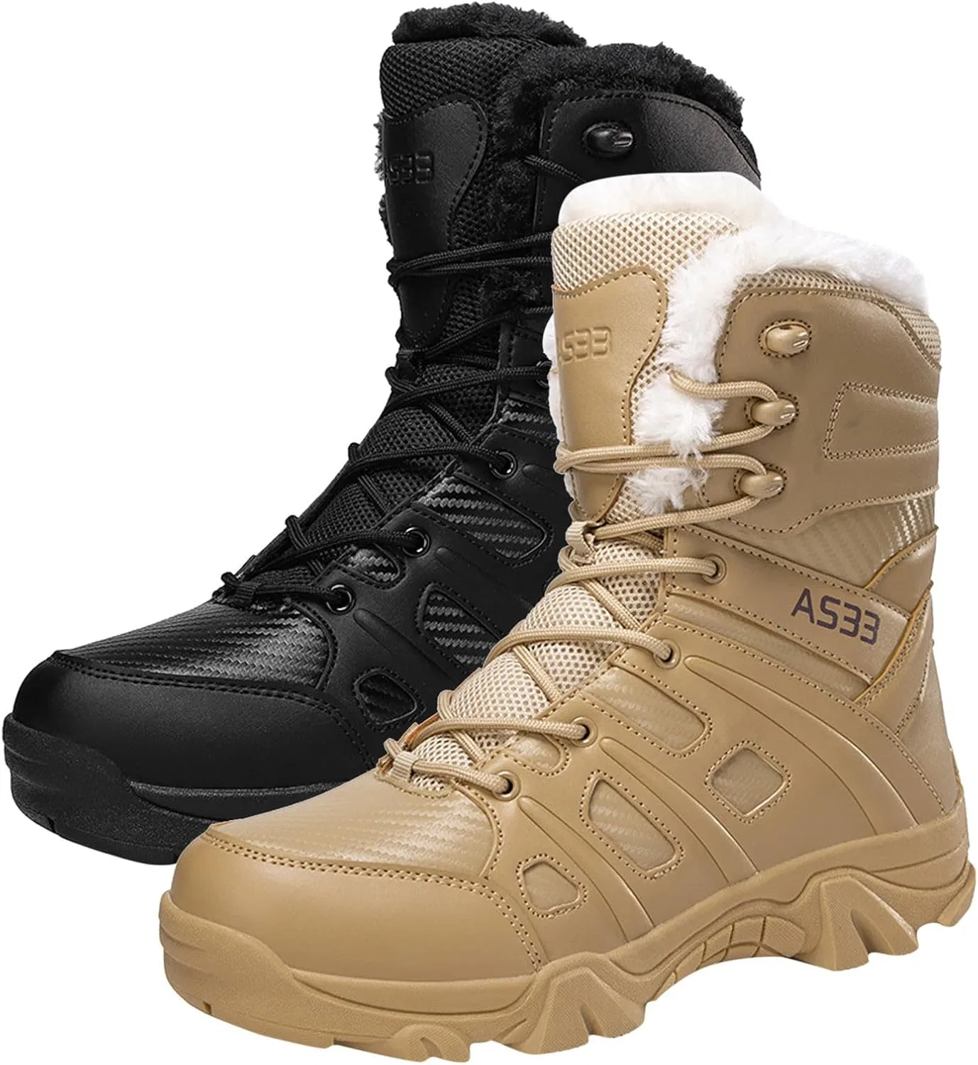 Ботинки Herren-Schneestiefel, Winterstiefel, modisch, Muster, einfach, verdickt, warm, dicke Sohle, bequem lässig, mit Schnürung Generic, Schwarz — фото 3
