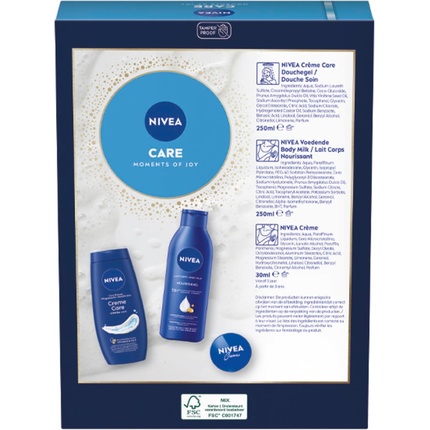 Подарочный набор Nivea Care Moments of Joy для женщин, включающий молочко для тела и гель для душа. Beiersdorf — фото 2