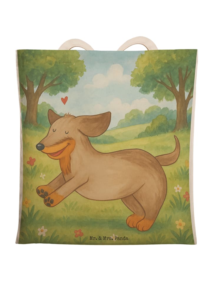 

Mr. & Mrs. Panda Сумка-шоппер с изображением таксы, без слогана, белого цвета