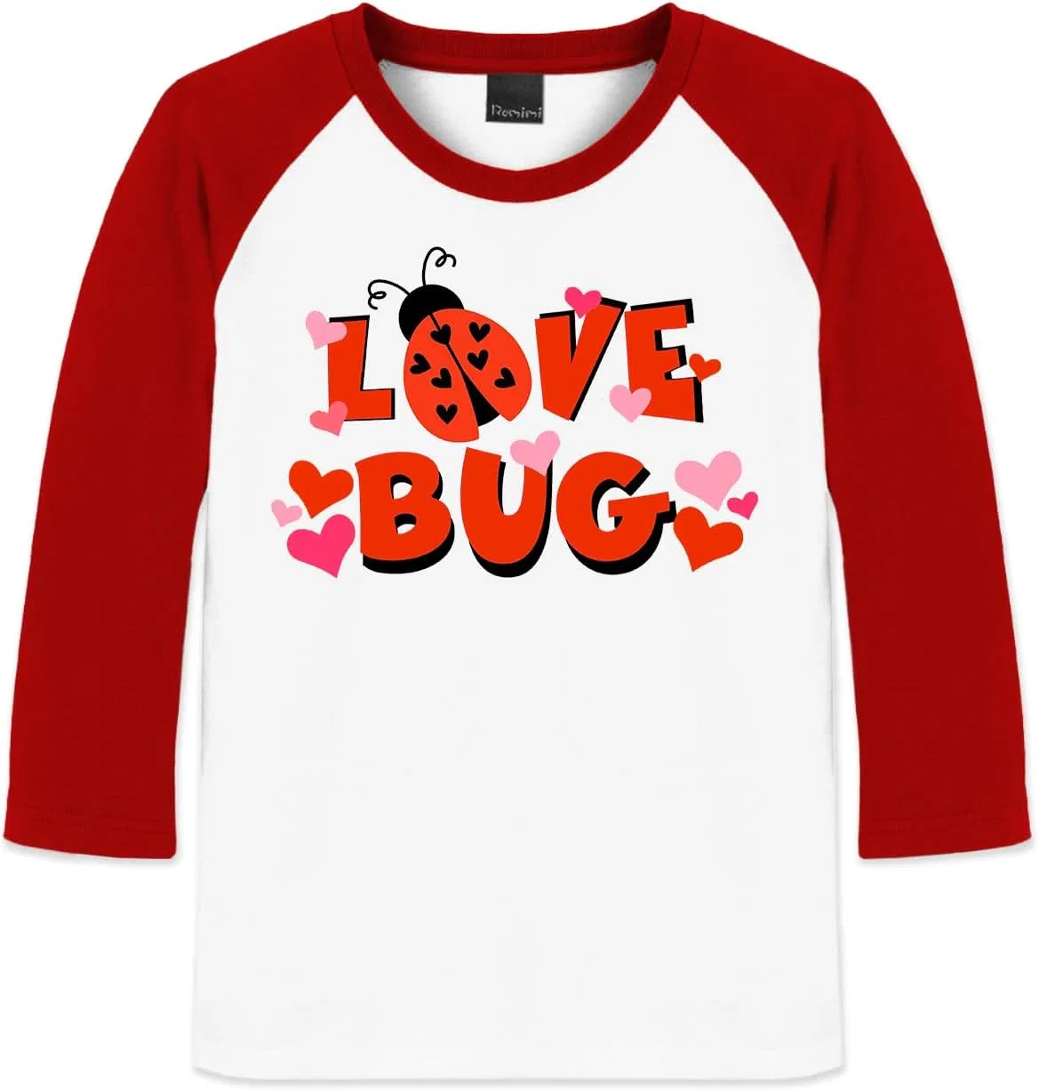 Детская футболка с принтом Remimi Love Bug, 3/4 реглан
