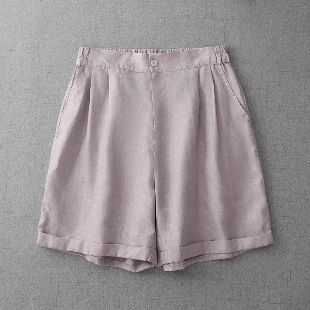 Шорты A-line, Cotton Linen, Purple — фото 2