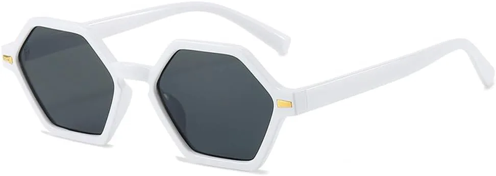 

Ретро-солнцезащитные очки Polygon для женщин, модные градиентные очки с защитой от УФ-излучения UV400, мужские солнцезащитные очки с заклепками HVTVTLA, White Gray