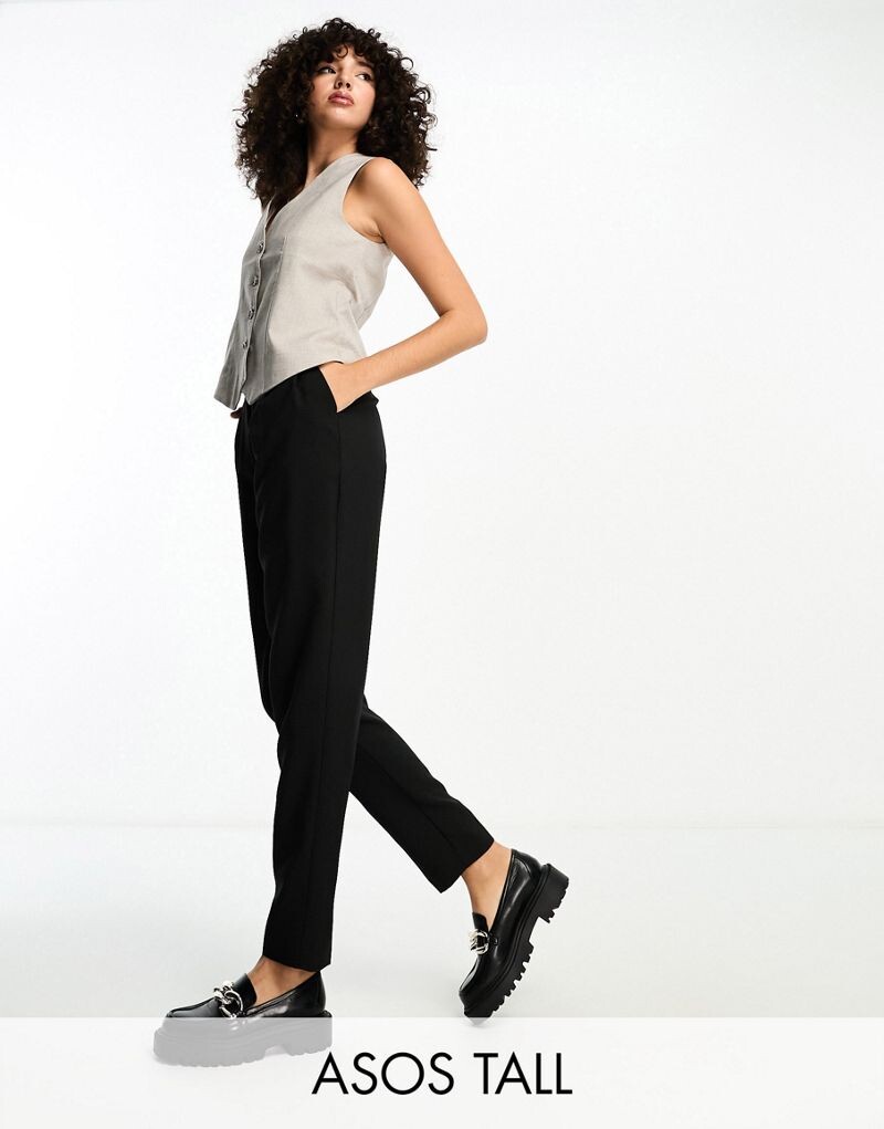

Черные элегантные зауженные брюки ASOS DESIGN Tall
