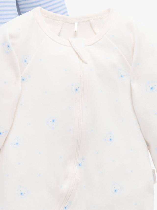 Детский хлопковый комбинезон с молнией Purebaby, Pack of 2, Blue Bear — фото 3