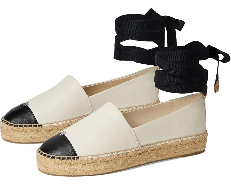 Балетки Tory Burch Cap-Toe Espadrille, цвет Light Cream/Perfect Black