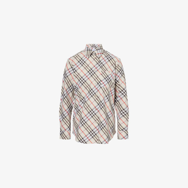 

Рубашка Burberry с закругленным подолом, бежевый