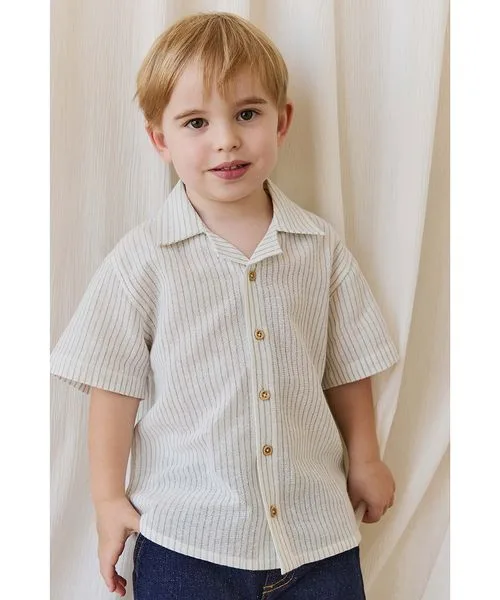 Детская футболка с мини-пинстрипом Jamie Kay Mini Pinstripe светло-голубая — фото 2