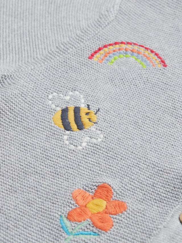 Детский хлопковый кардиган с длинными рукавами и вышивкой Frugi, Grey Mid — фото 3