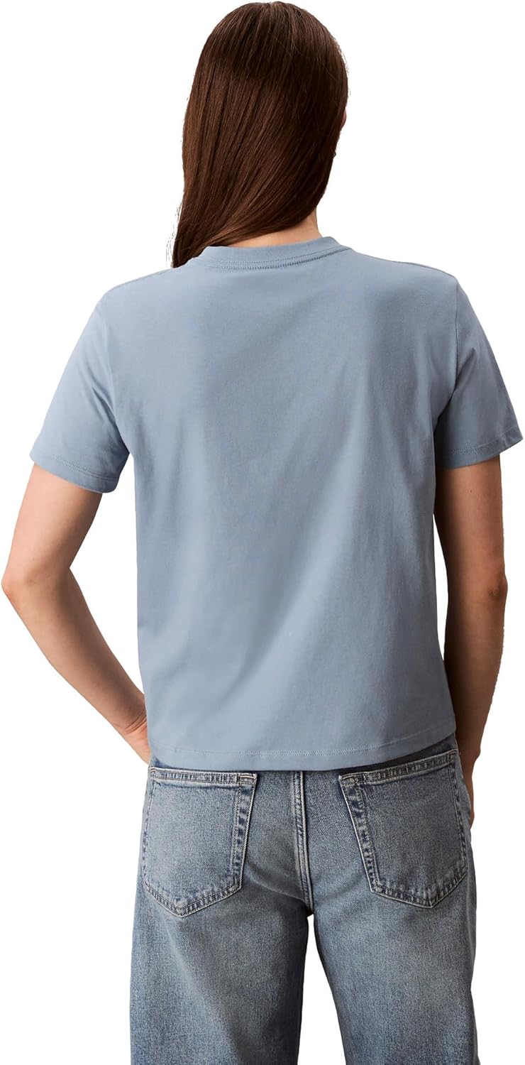 Женская футболка с круглым вырезом и монограммой Calvin Klein, Faded Denim — фото 2