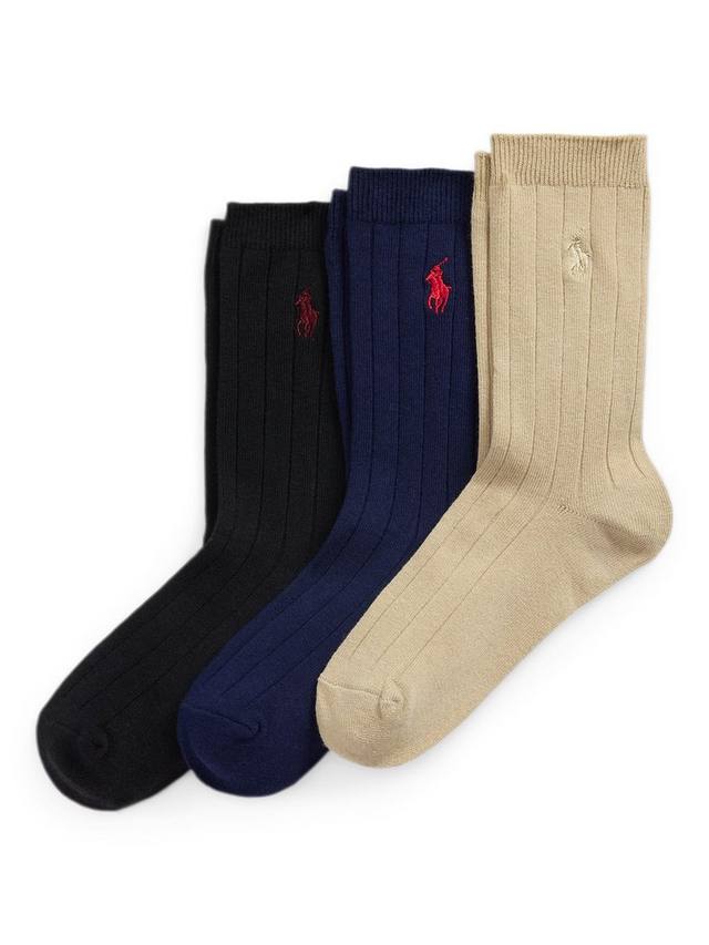 

Детские носки из хлопковой смеси Ralph Lauren, Pack of 3, Tan/Navy/Black