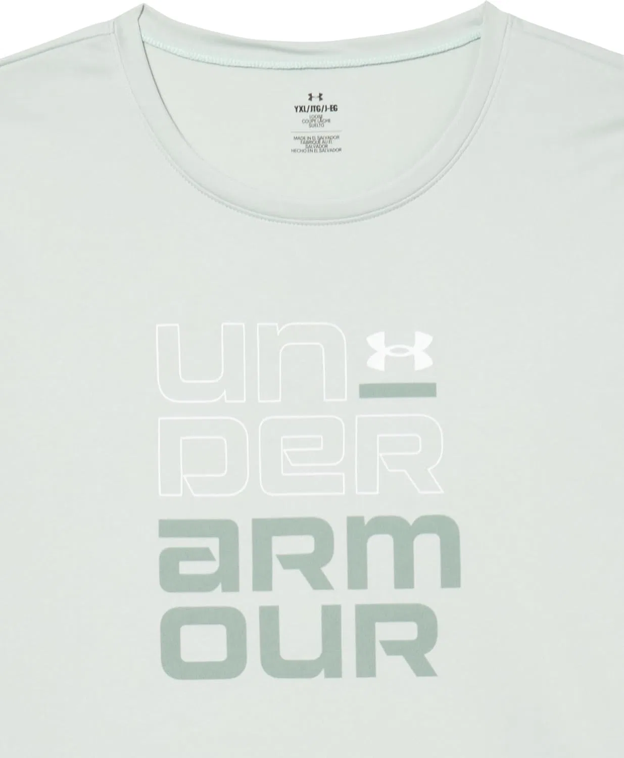 Футболка для девочек Under Armour Tech Split Wordmark Short Sleeve, Hydro Green / Silica Green / White — фото 2