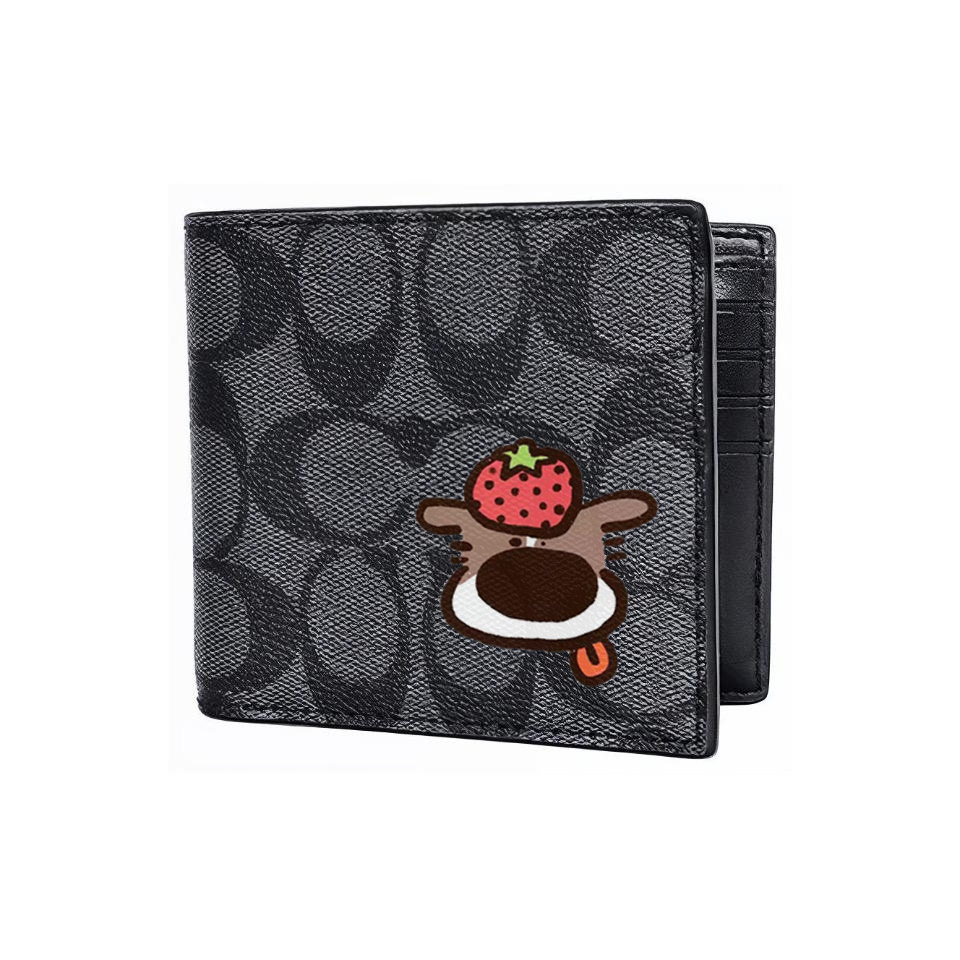 

COACH Кожаный кошелек 3 в 1 для мужчин черный, Strawberry Puppy
