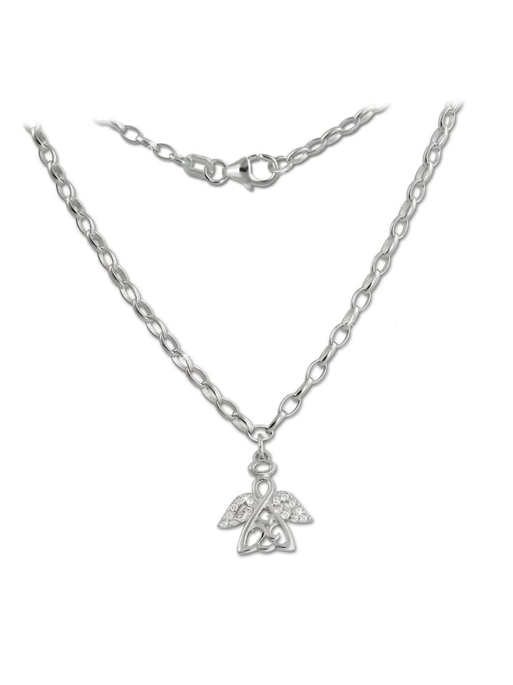 

Teenie-Weenie Детская/подростковая серебряная подвеска-ангел из серебра 925 пробы, приблизительно 38 см